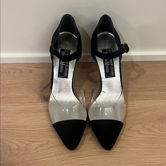 Stuart Weitzman Black and Silver Heels - Picture 1 of 6